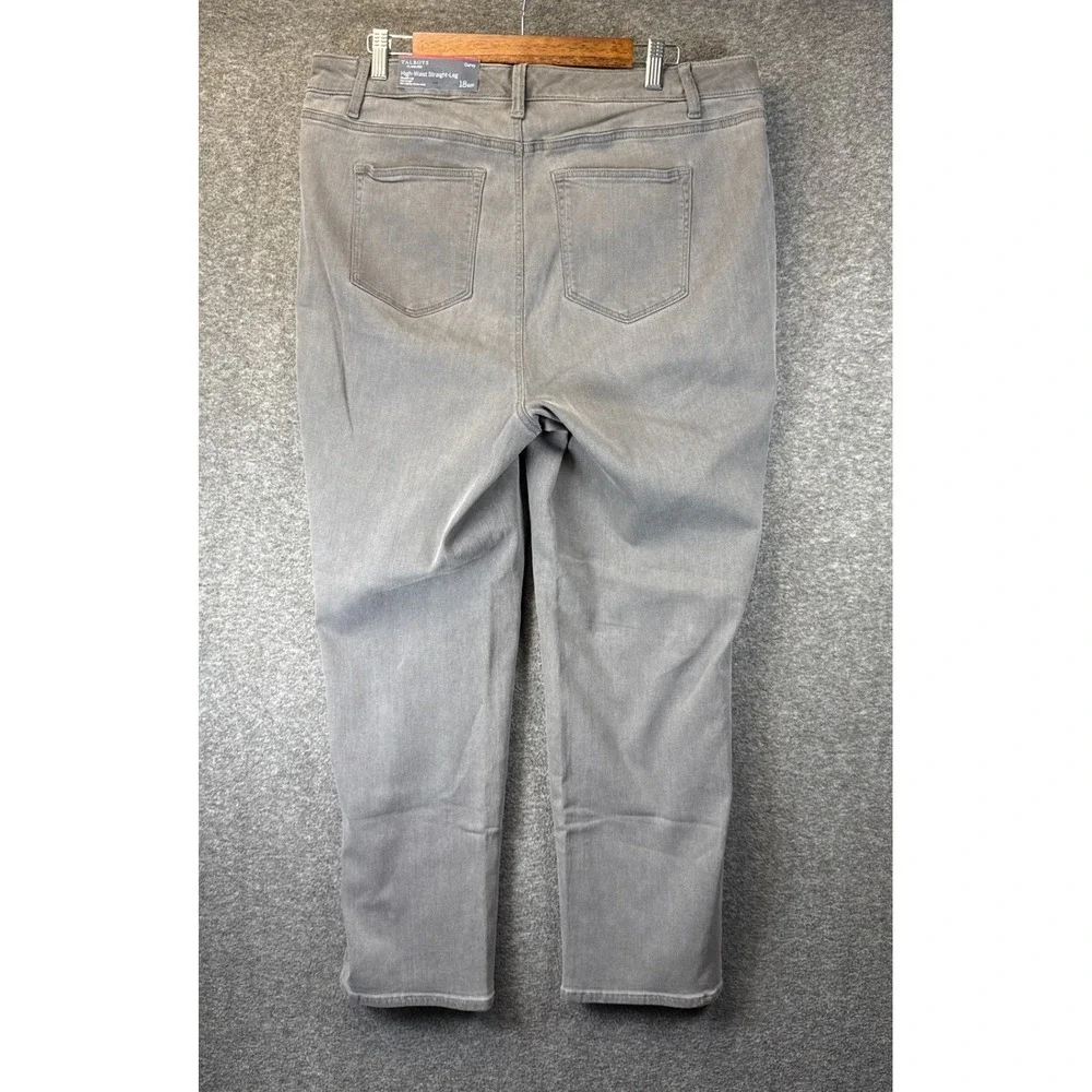 New Talbots Straight Leg Jeans Womens 18WP Grey High Waist Curvy Plus Petite Nwt